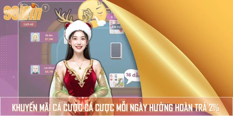Khuyến mãi cá cược hoàn trả tiền về ví 2%